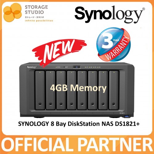 SYNOLOGY DS1821+ 8 Bay DiskStation with 4GB Memory. Singapore Local 3 Years Warranty